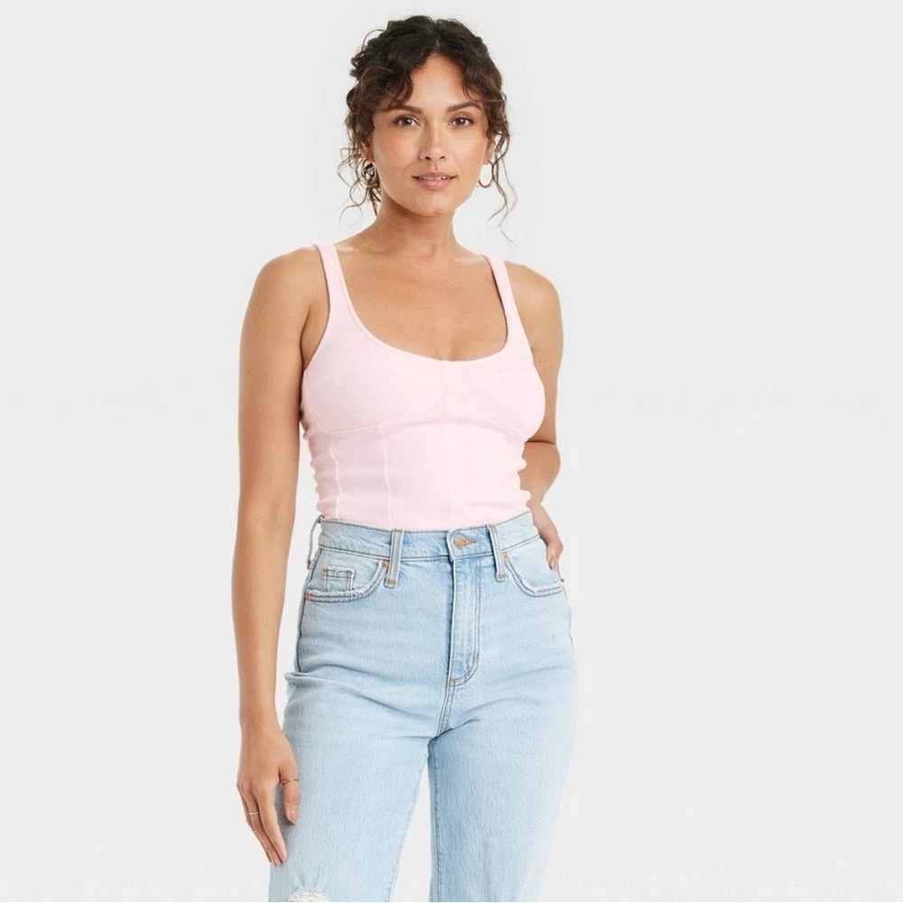 Universal Thread Light Baby Pink Corset Tank Top – Size L | NWT